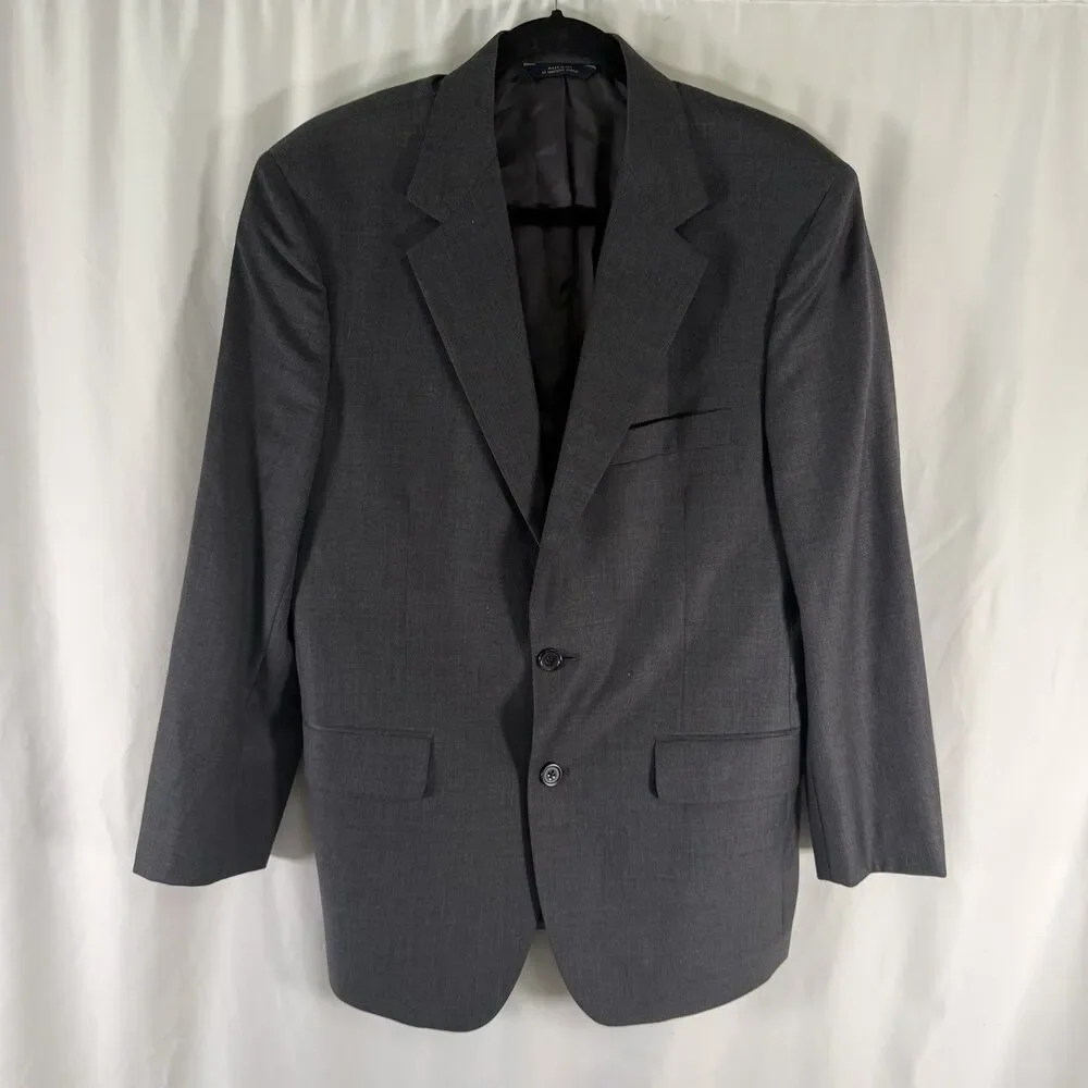 Brooks Brothers 100% Wool Blazer Men's 39 Grey 2 Button Front Inner Pockets